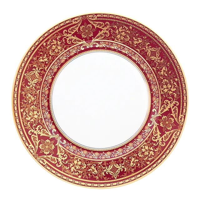 haviland-limoges-matignon-speiseteller-kirschrot-gold image 1