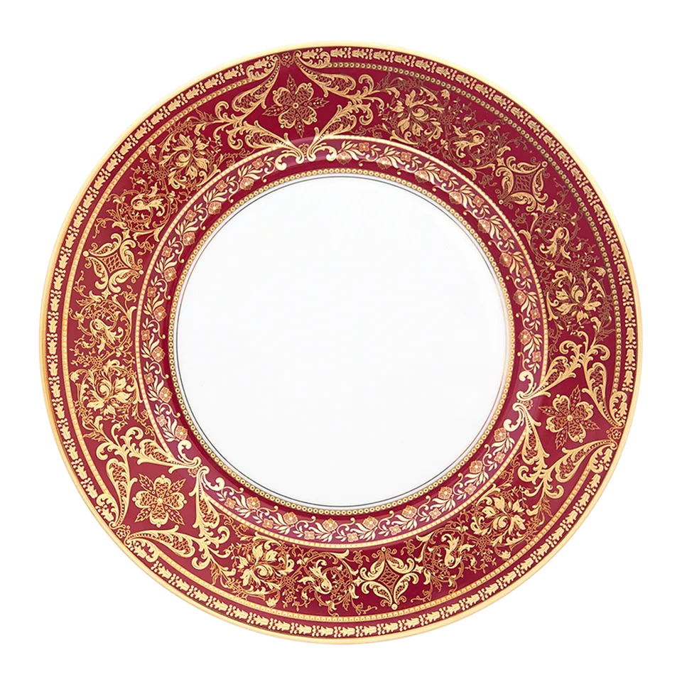 haviland-limoges-matignon-speiseteller-kirschrot-gold image 1