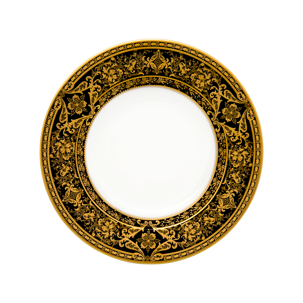 haviland-limoges-matignon-noir-or-suppenteller-mit-fahne image 1