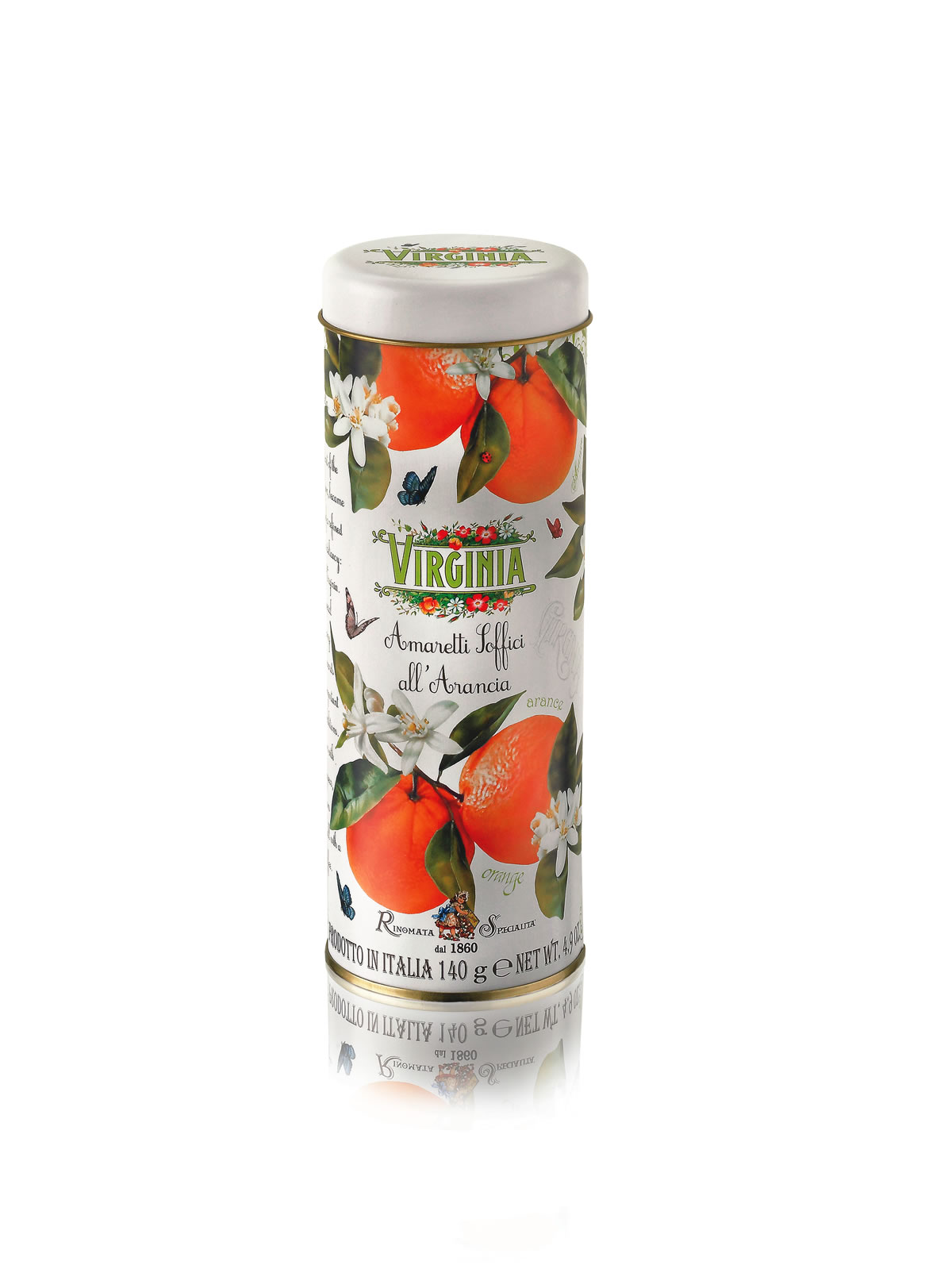 virginia-amaretti-soffici-orange-metalldose-rund-140g image 1