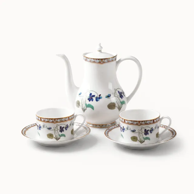 haviland-limoges-imp-ratrice-eug-nie-teekannen-set-mit-2-tassen-und-untertassen image 1