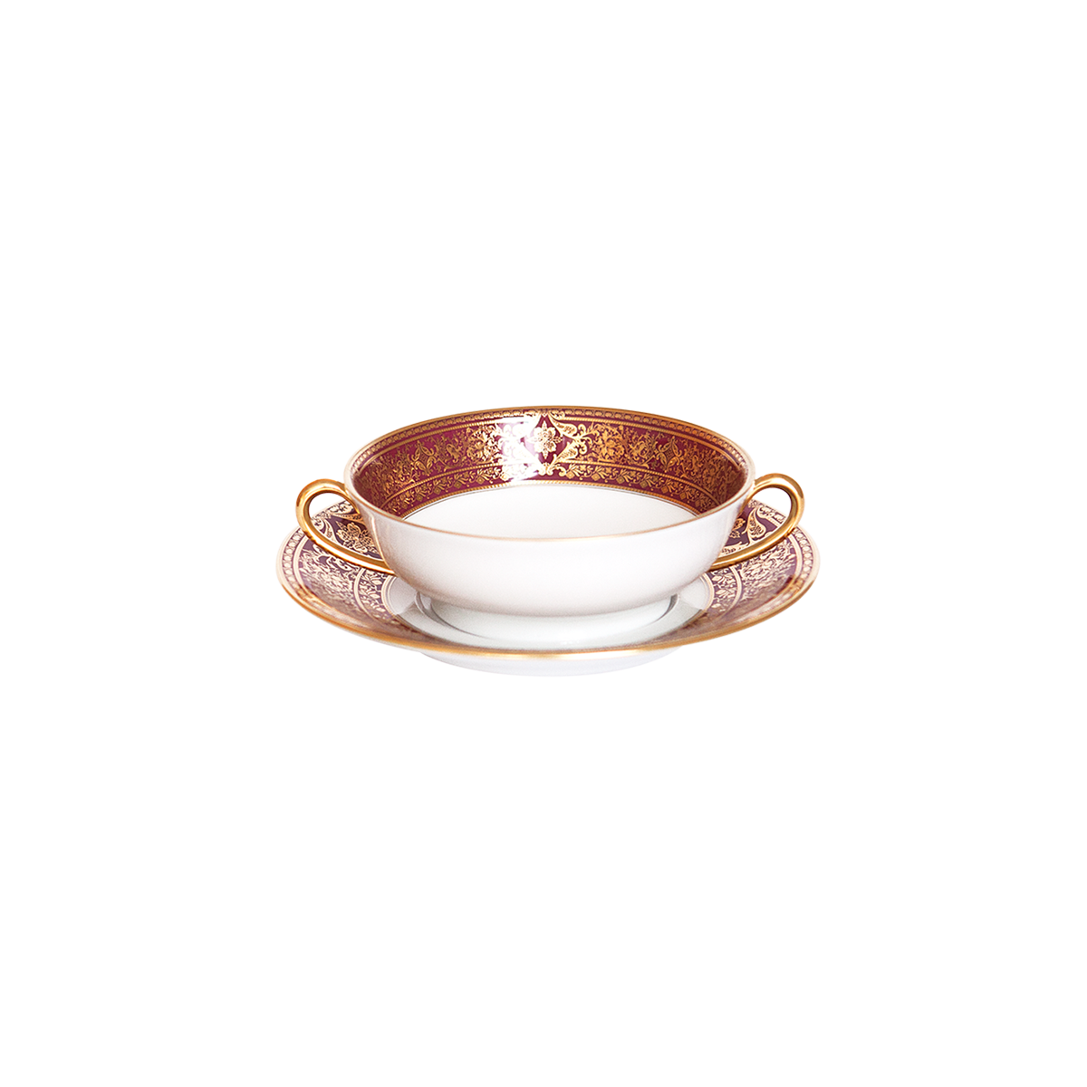 haviland-limoges-matignon-cerise-or-bouillonschale-mit-untertasse image 1