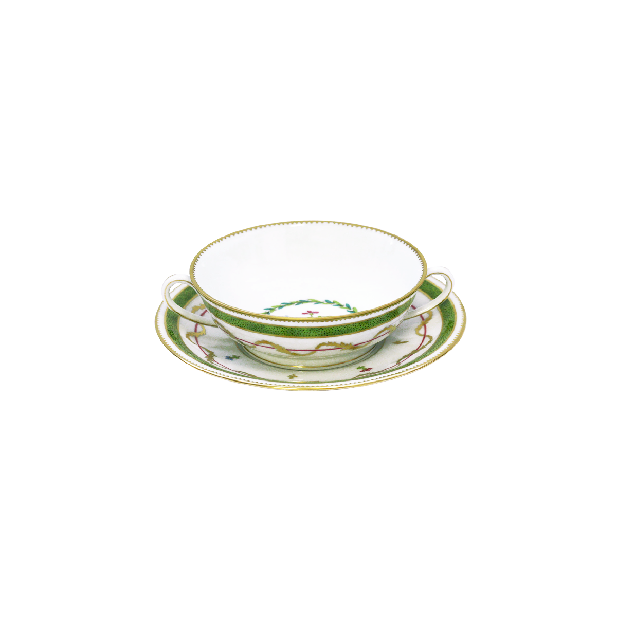 haviland-limoges-vieux-paris-vert-bouillon-schale-mit-untertasse image 1
