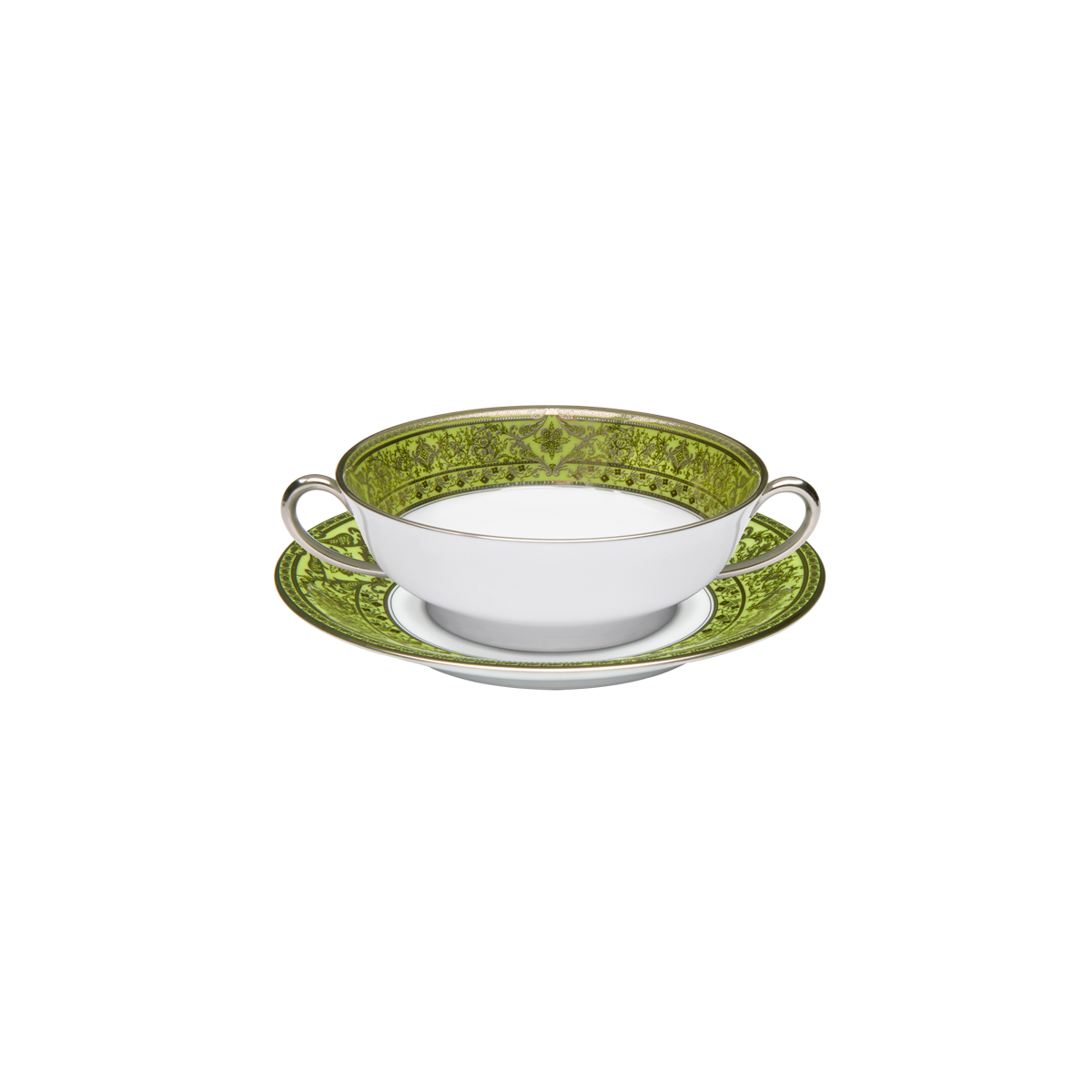 haviland-limoges-matignon-vert-pomme-platin-bouillon-tasse-mit-untertasse image 1