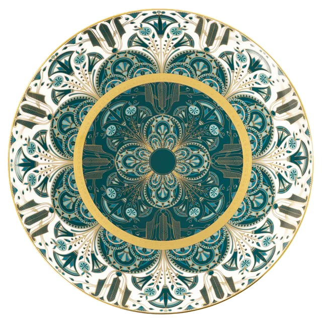 haviland-limoges-r-ves-du-nil-gr-n-gold-tortenplatte-porzellan image 1