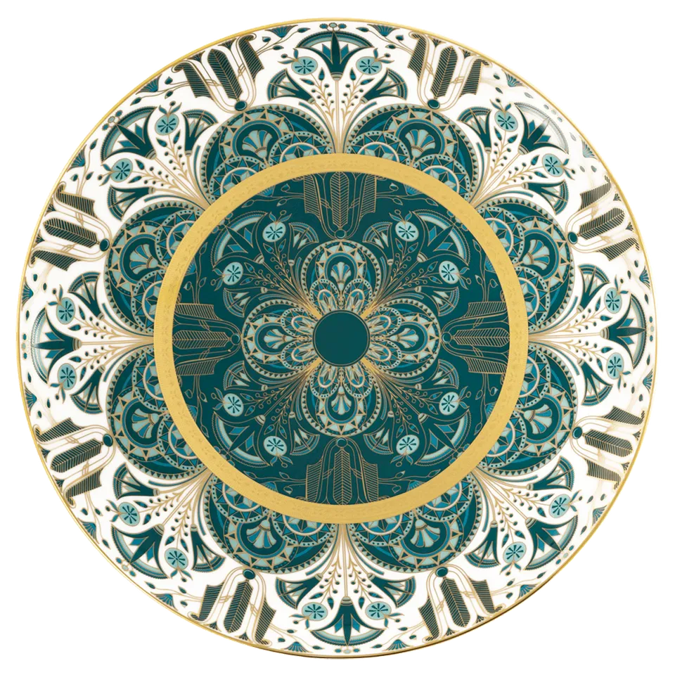 haviland-limoges-r-ves-du-nil-gr-n-gold-tortenplatte-porzellan image 1