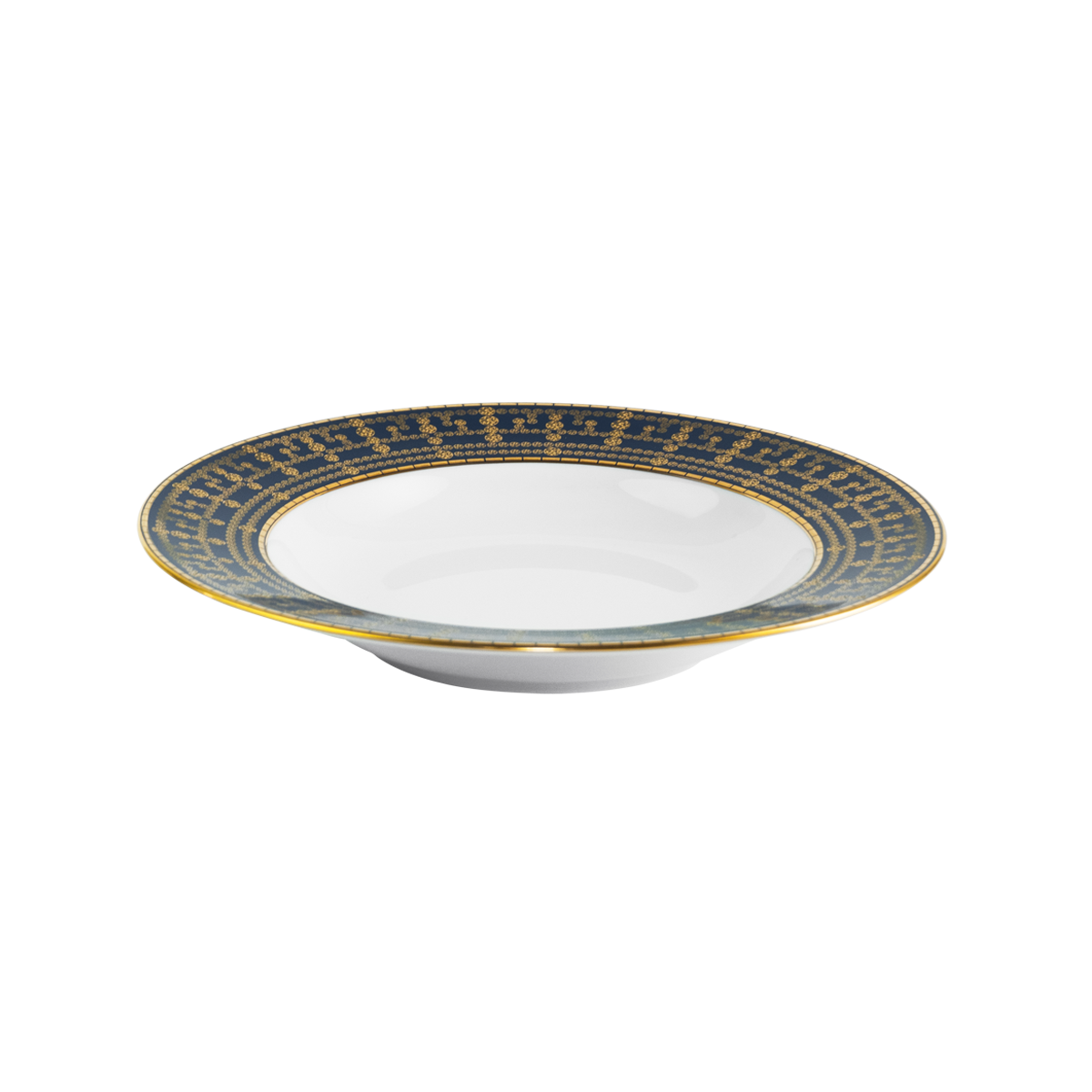 haviland-limoges-tiara-bleu-prusse-or-tiefer-teller-mit-fahne image 2