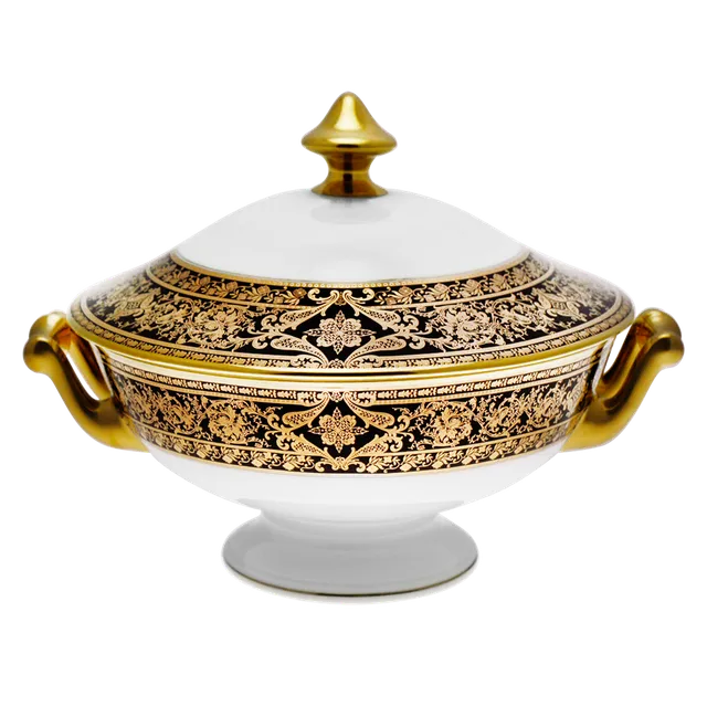 haviland-limoges-soupi-re-matignon-noir-or image 1