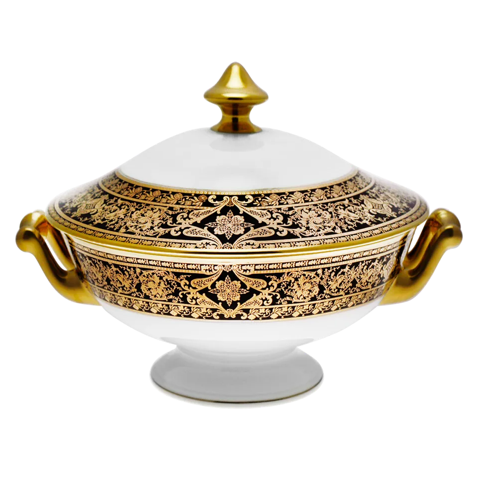 haviland-limoges-soupi-re-matignon-noir-or image 1