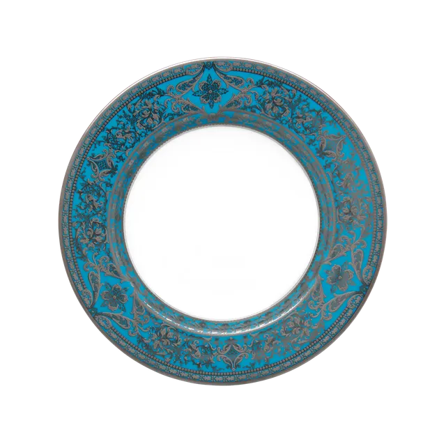 haviland-limoges-matignon-bleu-piscine-platine-tiefer-teller-mit-fahne image 1