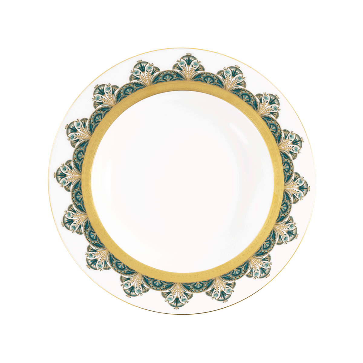 haviland-limoges-r-ves-du-nil-assiette-creuse-aile-tiefer-teller-vert-or image 1
