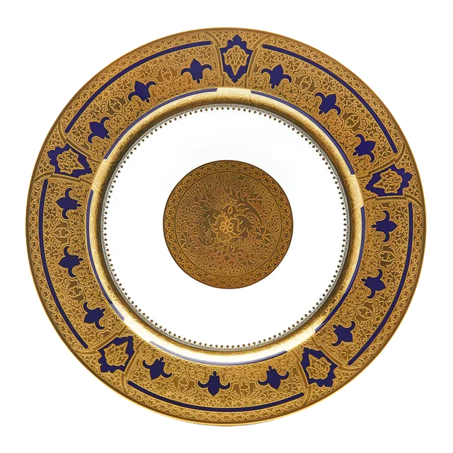 haviland-limoges-grand-apparat-bleu-de-four-or-assiette-d-ner image 1