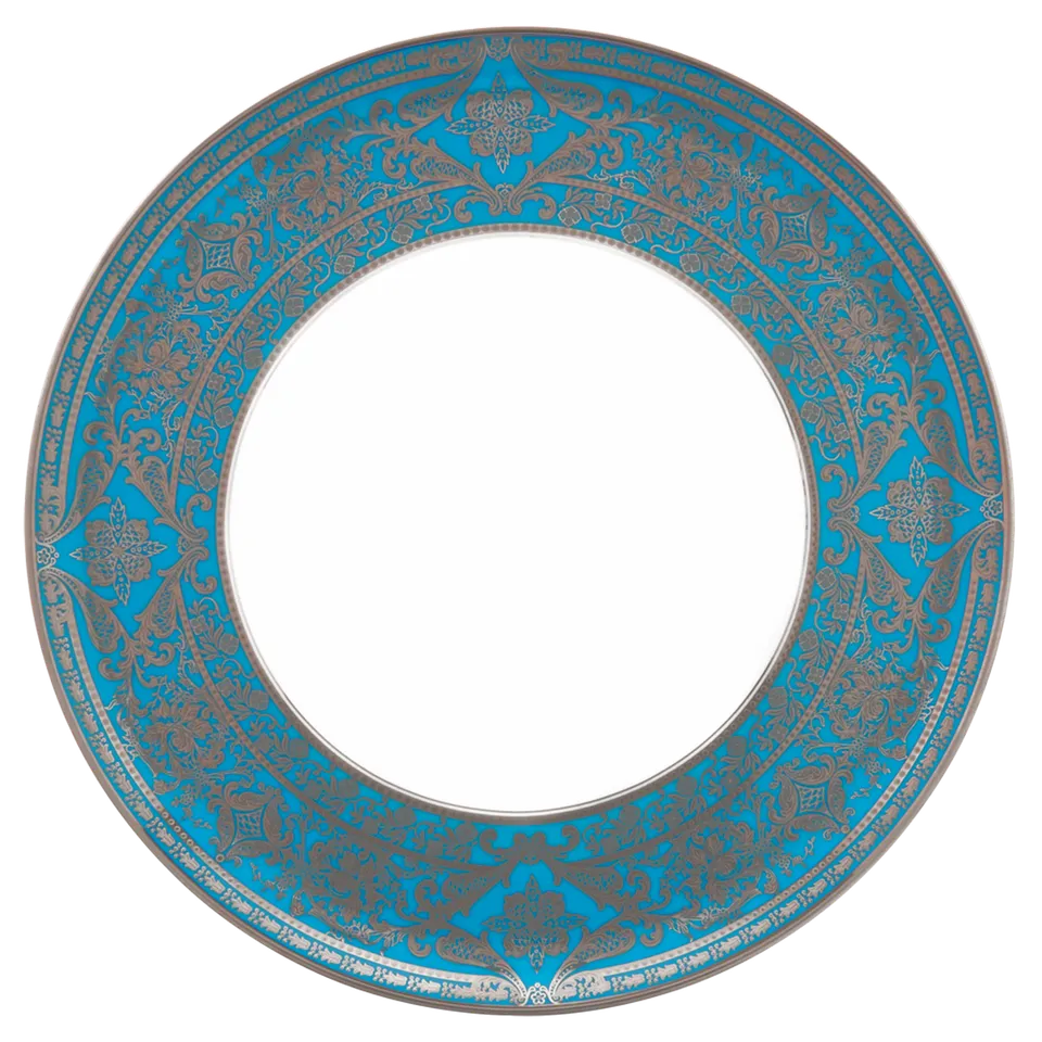 haviland-limoges-matignon-tortenplatte-poolblau-platin-porzellan image 1