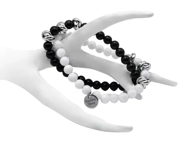 amarelli-armband-aus-schwarzen-und-wei-en-halbedelsteinen image 1