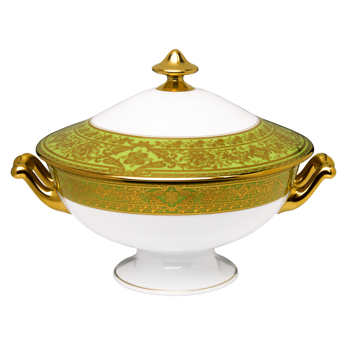 haviland-limoges-matignon-vert-pomme-or-soupi-re-terrine image 1