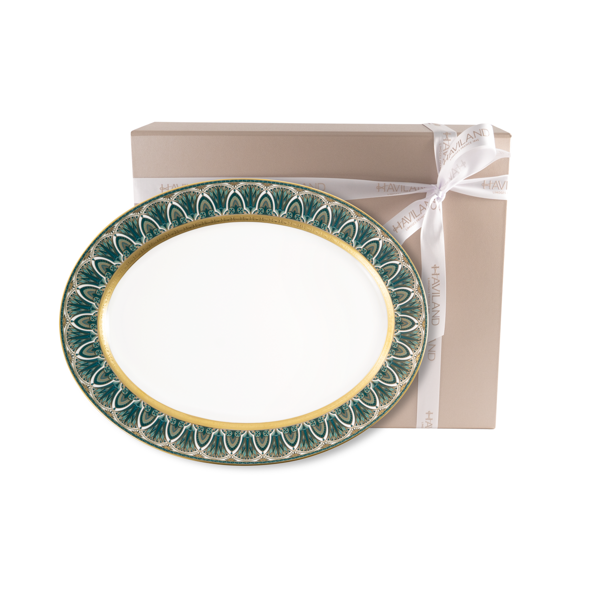 haviland-limoges-r-ves-du-nil-vert-plat-ovale-or image 2