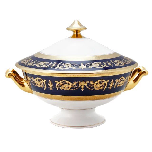 haviland-limoges-imp-rator-bleu-de-four-or-suppenterrine image 1