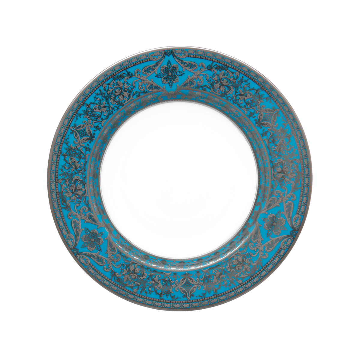 haviland-limoges-matignon-bleu-piscine-platine-tiefer-teller-mit-fahne image 1