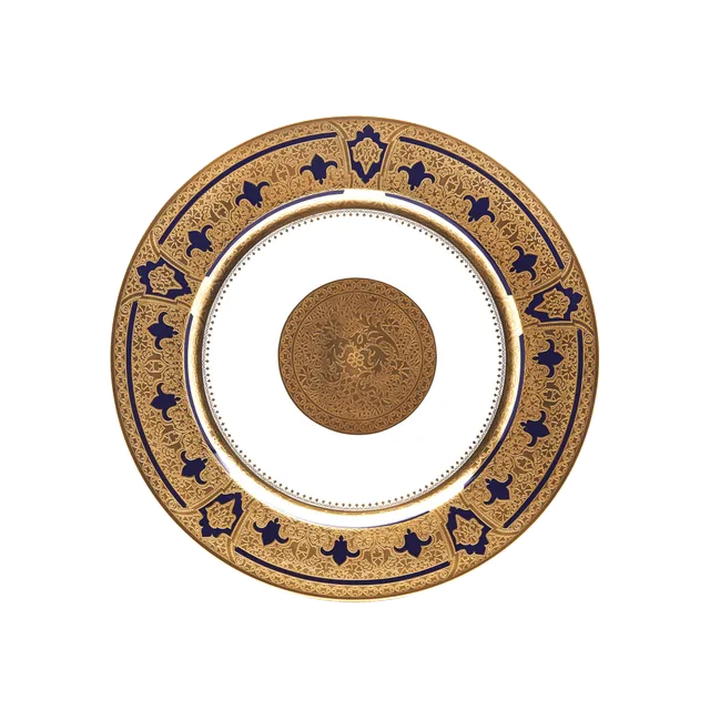 haviland-limoges-grand-apparat-dessertteller-bleu-de-four-or image 1