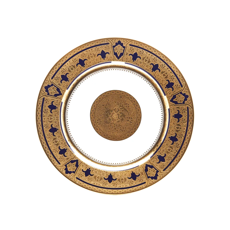 haviland-limoges-grand-apparat-dessertteller-bleu-de-four-or image 1