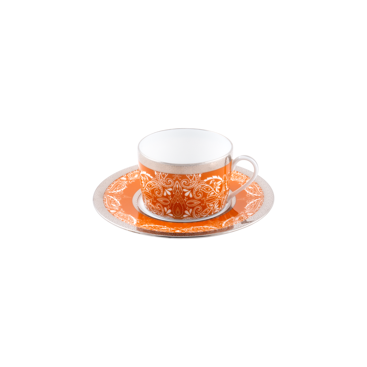 haviland-limoges-romane-tee-tasse-mit-untertasse-orange image 1