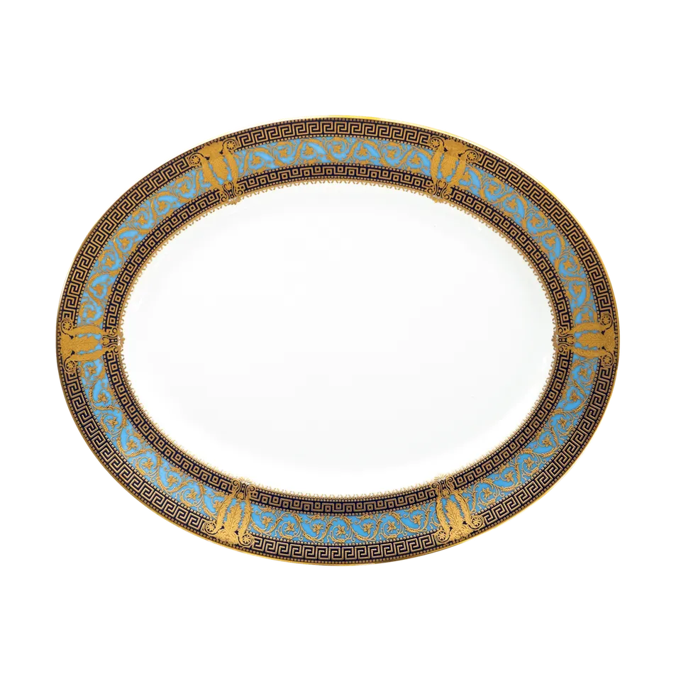 haviland-limoges-salon-murat-plat-ovale-bleu-ciel-or image 1