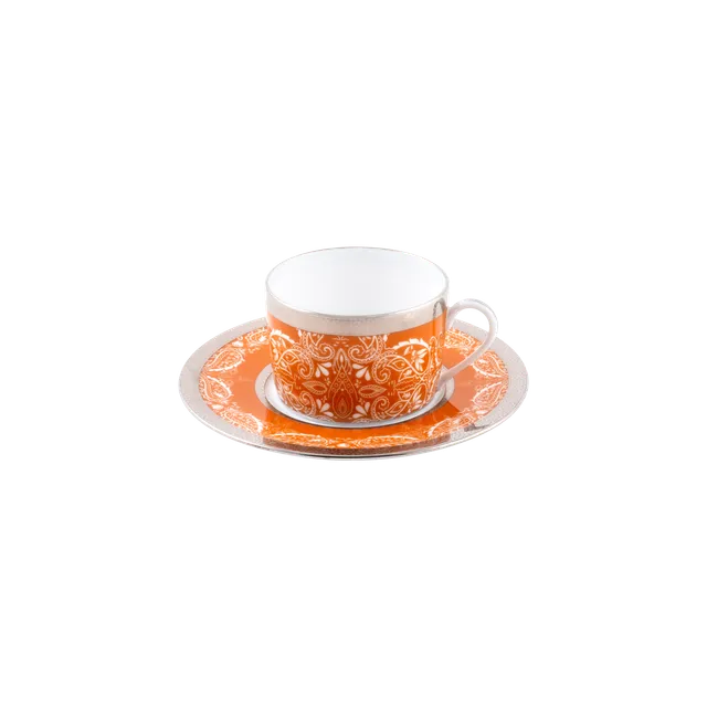 haviland-limoges-romane-tee-tasse-mit-untertasse-orange image 1