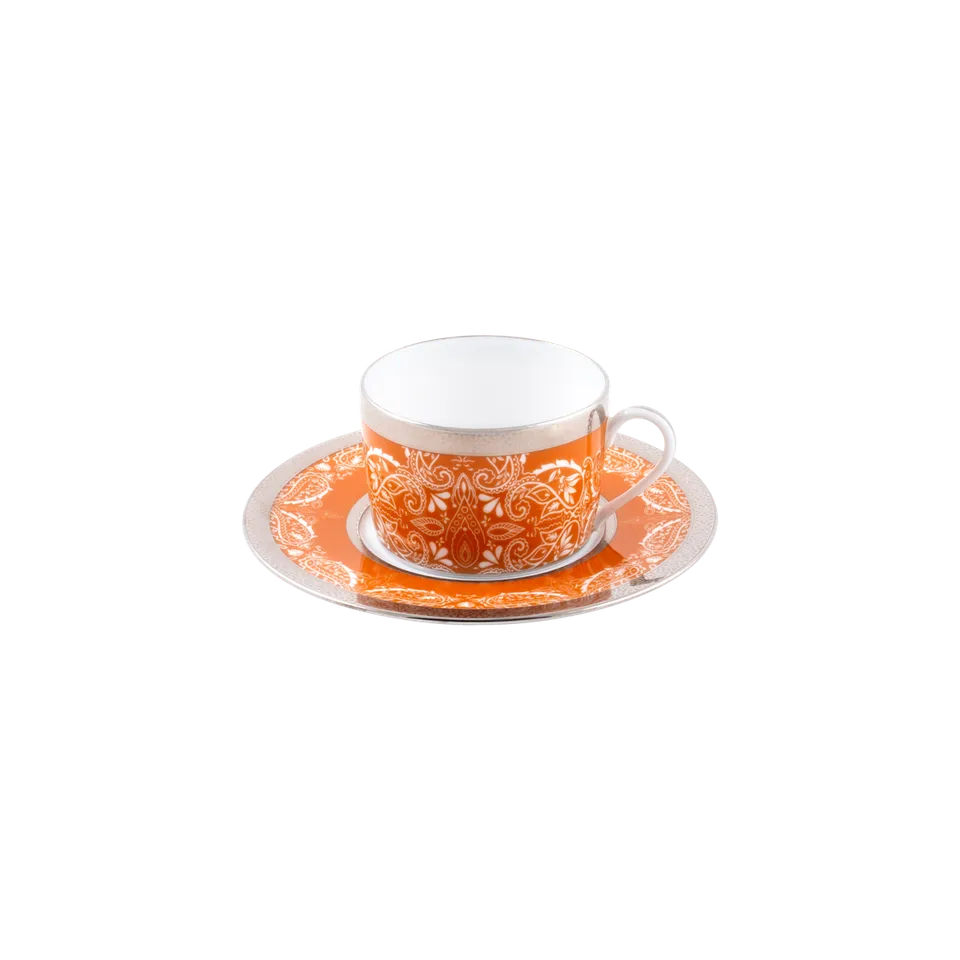 haviland-limoges-romane-tee-tasse-mit-untertasse-orange image 1
