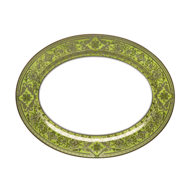 haviland-limoges-matignon-vert-pomme-platine-ovale-platte image 1
