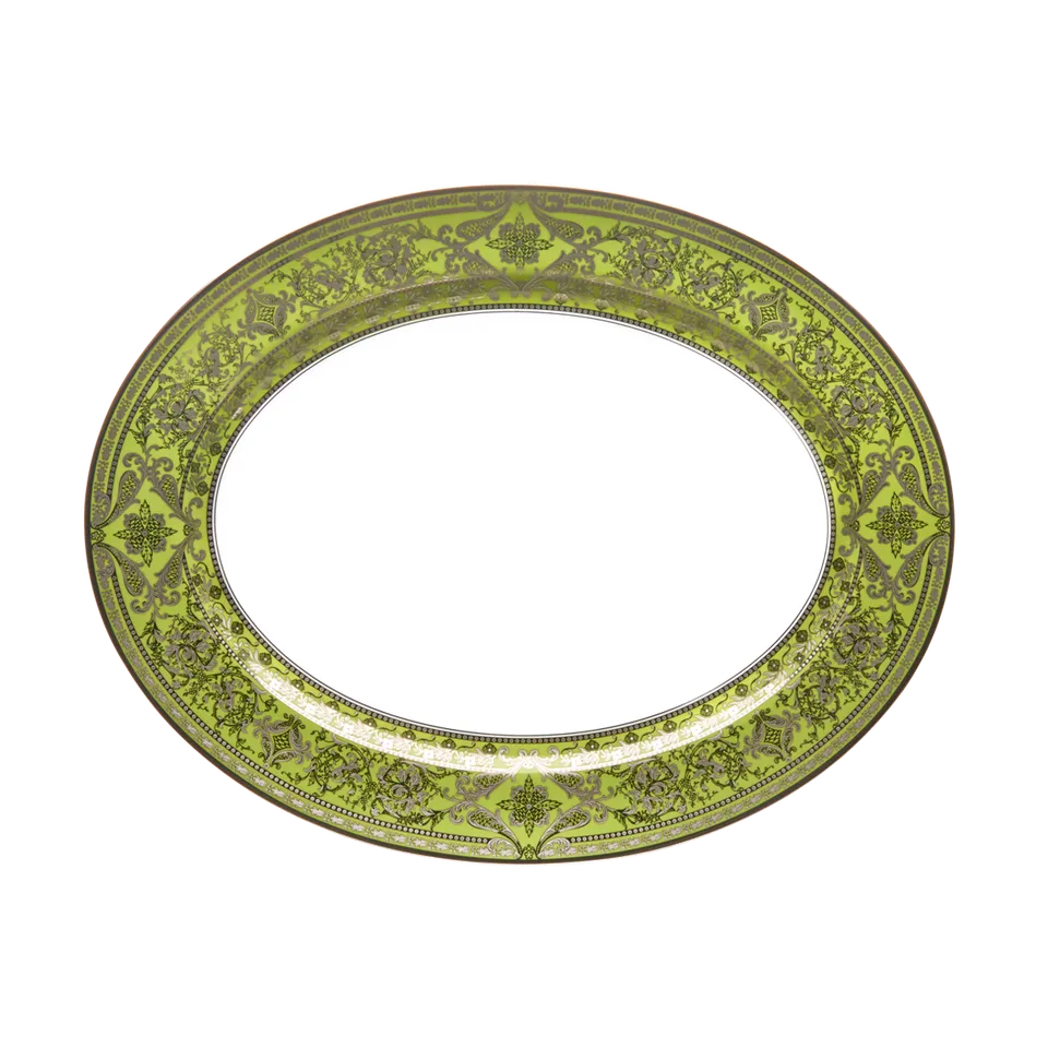haviland-limoges-matignon-vert-pomme-platine-ovale-platte image 1