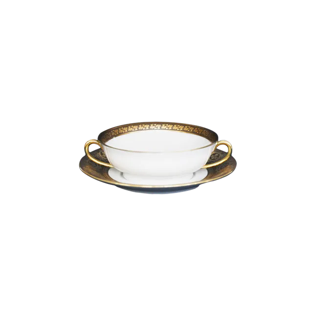 haviland-limoges-bouillon-schale-mit-untertasse-ritz-imp-rial-bronze-ritz-paris image 1