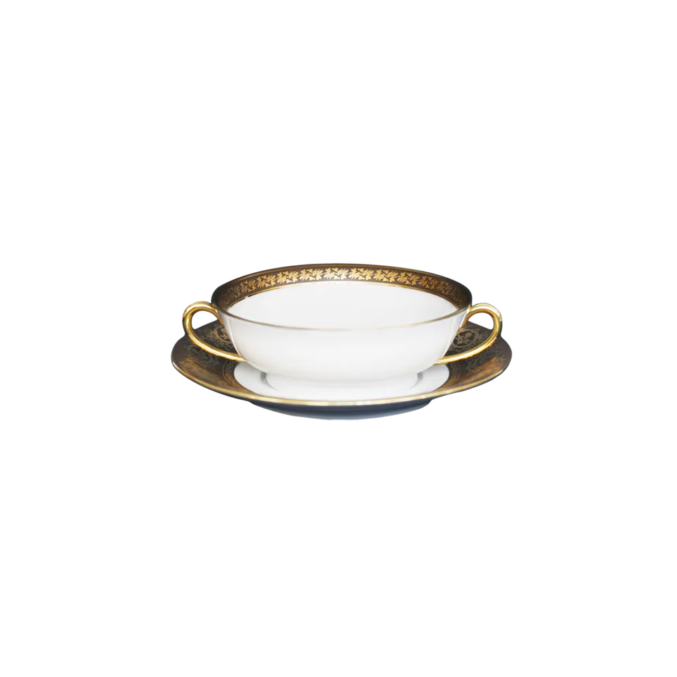 haviland-limoges-bouillon-schale-mit-untertasse-ritz-imp-rial-bronze-ritz-paris image 1