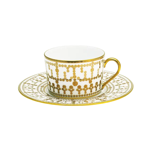 haviland-limoges-tasse-und-untertasse-tiara-blanc-or-teetasse image 1
