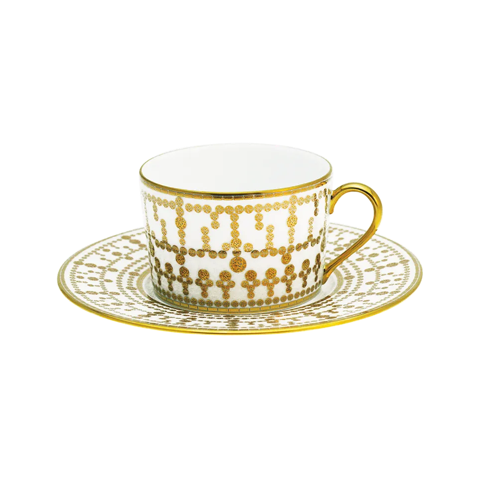 haviland-limoges-tasse-und-untertasse-tiara-blanc-or-teetasse image 1