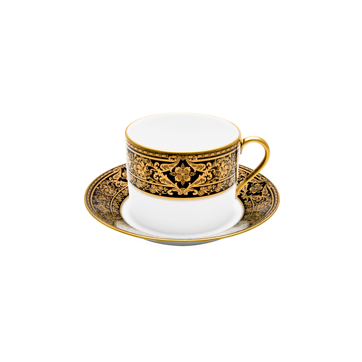 haviland-limoges-matignon-fr-hst-ckstasse-mit-untertasse-schwarz-gold image 1