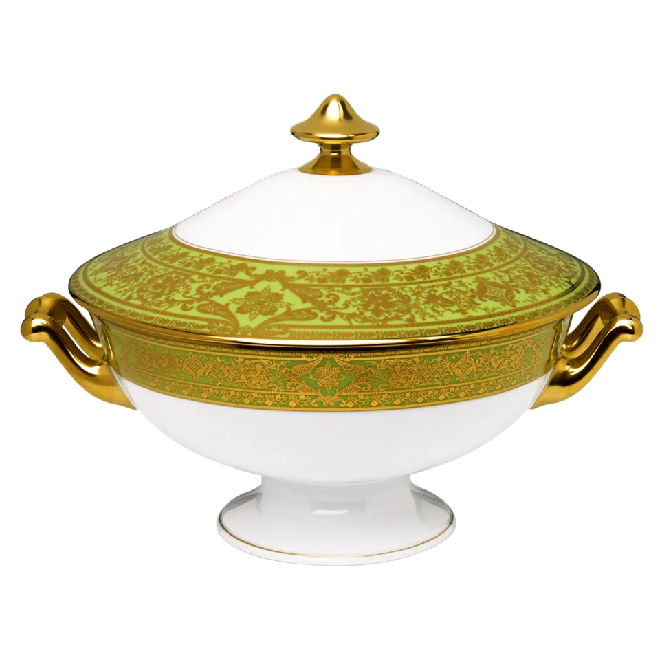 haviland-limoges-matignon-vert-pomme-or-soupi-re-terrine image 1