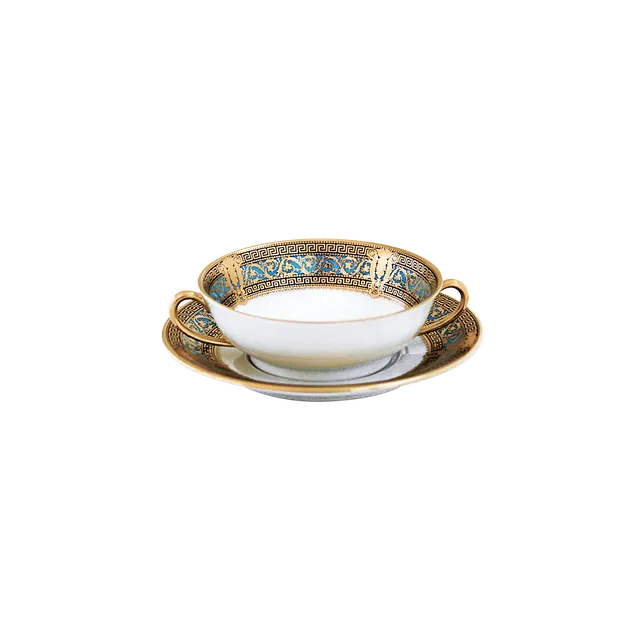 haviland-limoges-salon-murat-bleu-ciel-or-bouillon-tasse-mit-untertasse image 1