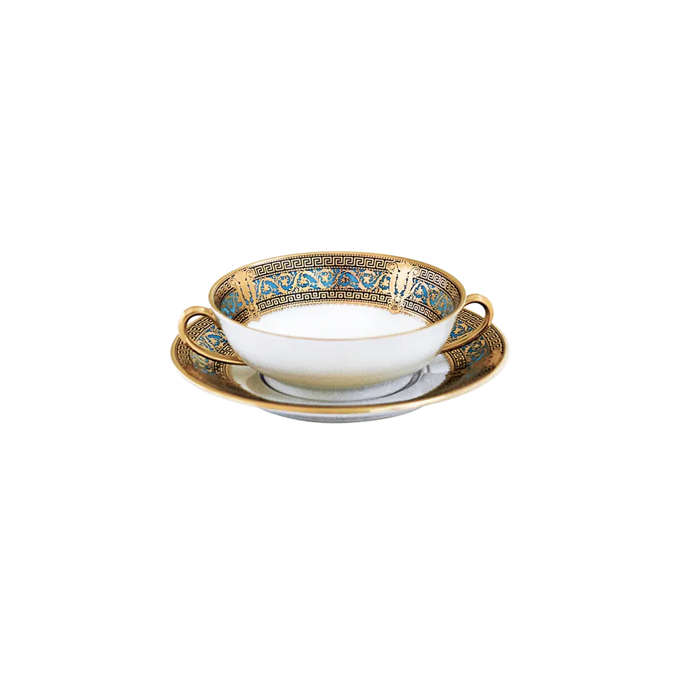 haviland-limoges-salon-murat-bleu-ciel-or-bouillon-tasse-mit-untertasse image 1