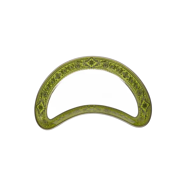 haviland-limoges-matignon-vert-pomme-platine-assiette-salade-demi-lune-halbmondt image 1