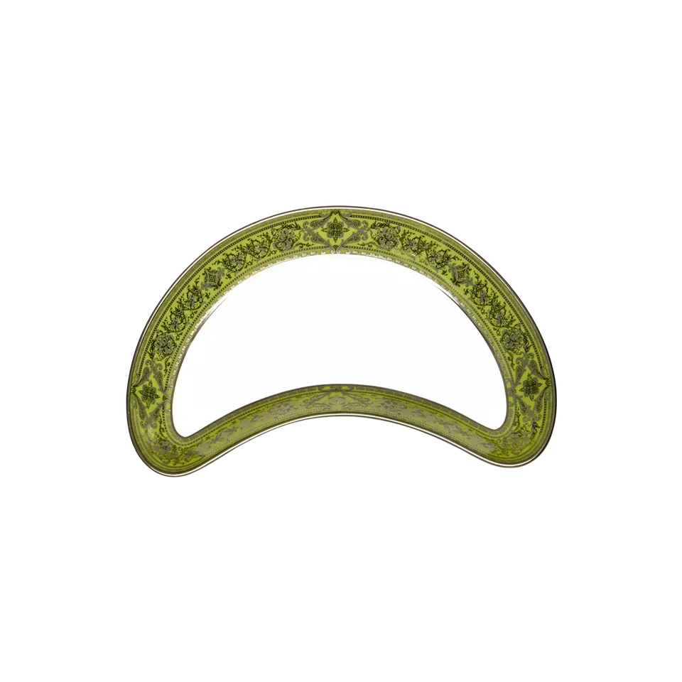 haviland-limoges-matignon-vert-pomme-platine-assiette-salade-demi-lune-halbmondt image 1