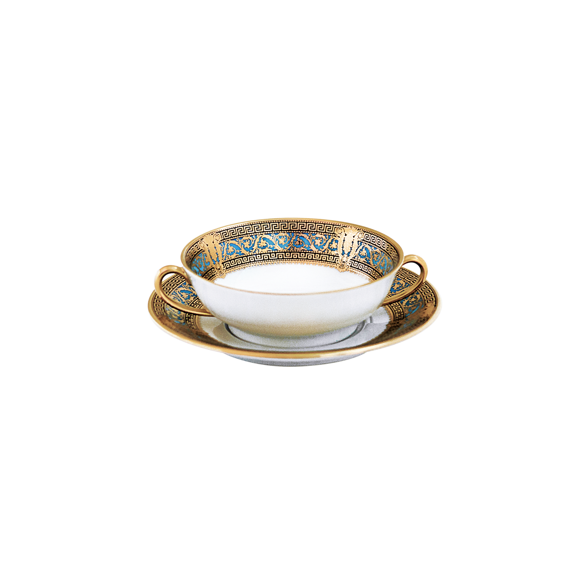haviland-limoges-salon-murat-bleu-ciel-or-bouillon-tasse-mit-untertasse image 1