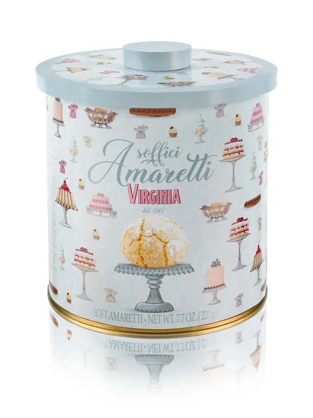 virginia-amaretti-soffici-mandel-biscottiera-alzatine-metalldose-220g image 1