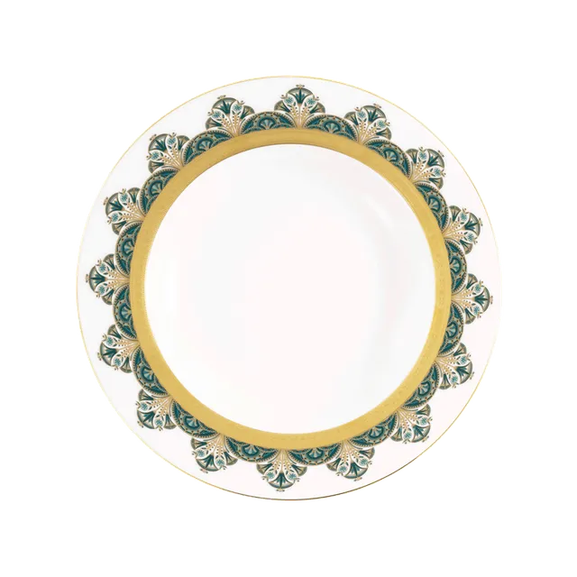 haviland-limoges-r-ves-du-nil-assiette-creuse-aile-tiefer-teller-vert-or image 1
