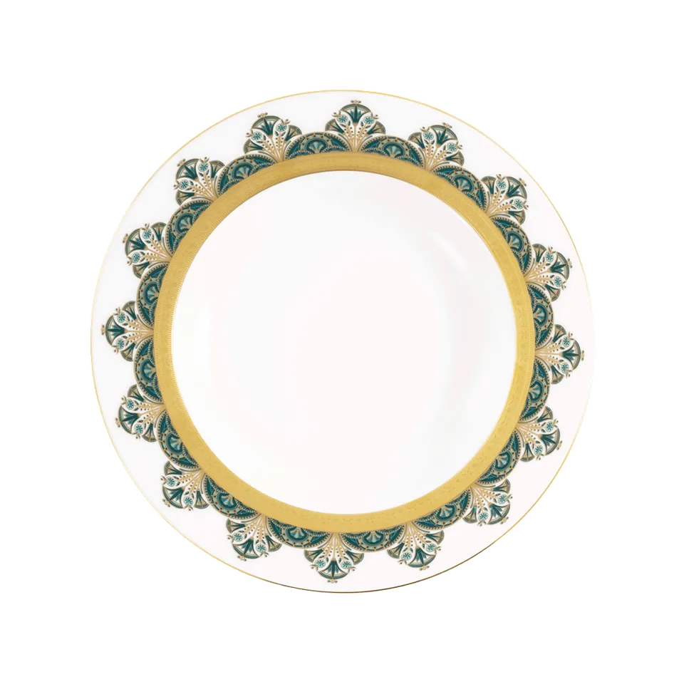 haviland-limoges-r-ves-du-nil-assiette-creuse-aile-tiefer-teller-vert-or image 1