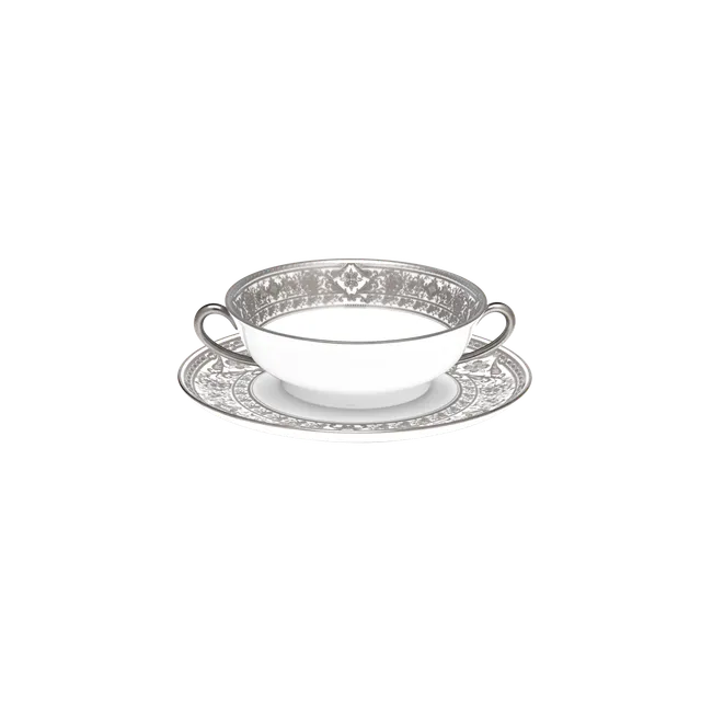 haviland-limoges-matignon-blanc-platin-bouillon-set-tasse-mit-untertasse image 1