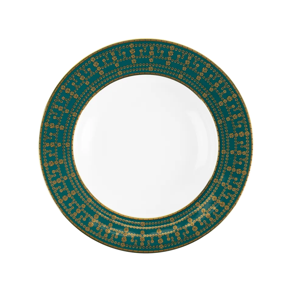 haviland-limoges-assiette-creuse-tiara-bleu-paon-or image 1