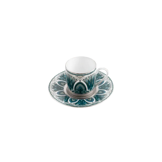 haviland-limoges-r-ves-du-nil-vert-platine-kaffee-tasse-mit-untertasse image 1
