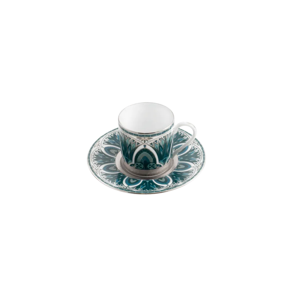 haviland-limoges-r-ves-du-nil-vert-platine-kaffee-tasse-mit-untertasse image 1