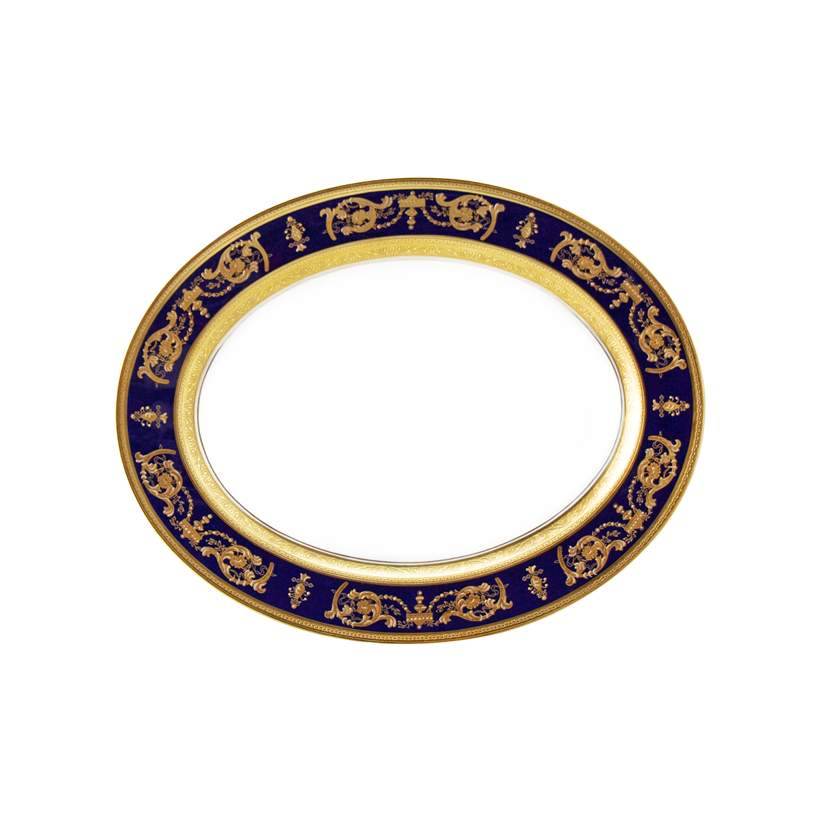 haviland-limoges-imp-rator-ovale-platte-four-blau-gold image 1