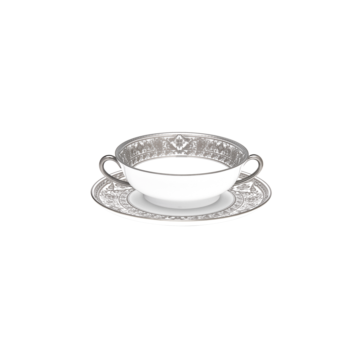 haviland-limoges-matignon-blanc-platin-bouillon-set-tasse-mit-untertasse image 1